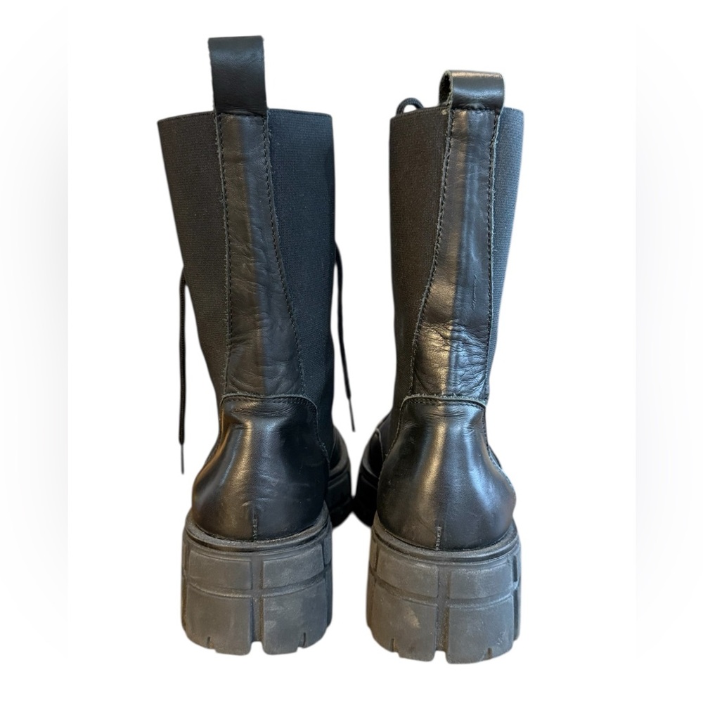 8 by YOOX LEATHER-NYLON COMBAT ANKLE BOOTS Women’s Size 6.5/7 - Picture 2 of 9